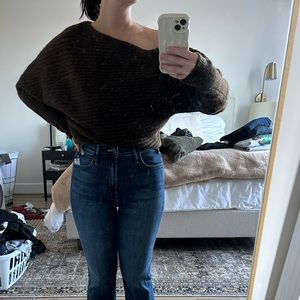 Banana Republic off the shoulder wool sweater - chocolate brown, never worn!